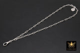 Silver Swivel Fob Chain Necklace, 925 Sterling Silver Rectangle Rolo Chain, Front Clasp Paperclip Chain Link Dainty Choker