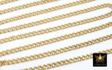 Gold Curb Chain, 6 mm Stainless Steel Heavy Flat 304 Cuban CH #216, Vacumn Plated Diamond Cut Oval Unfinished Chains