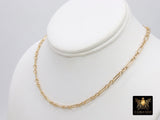 Gold Chain Necklace, 14 K Gold Filled Paperclip and Rolo Everyday Choker, Rectangle Oval Chain Choker