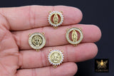 CZ Pave Mary Centers, Gold Cross Connectors #569, Jesus Charm Links