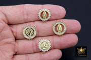 CZ Pave Mary Centers, Gold Cross Connectors #569, Jesus Charm Links