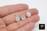 Moonstone Teardrop Charms, Gold Plated Oval White Gemstones #2853, Sterling Silver Birthstone Pendants