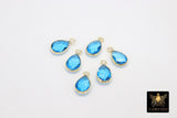 Blue Topaz Teardrop Charms, Gold Plated Oval Blue Gemstones #2854, Sterling Silver December Birthstone