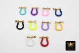 Gold Shackle Clasp, 13 x 17 mm Jewelry Tiny Clasps in Gold Enamel # 917, Small Bracelet Connector Screw Clips