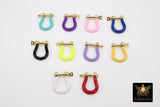 Gold Shackle Clasp, 13 x 17 mm Jewelry Tiny Clasps in Gold Enamel #917, Small Bracelet Connector Screw Clips