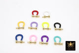 Gold Shackle Clasp, 13 x 17 mm Jewelry Tiny Clasps in Gold Enamel #917, Small Bracelet Connector Screw Clips