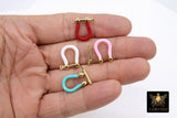 Gold Shackle Clasp, 13 x 17 mm Jewelry Tiny Clasps in Gold Enamel # 917, Small Bracelet Connector Screw Clips - #1 Aqua Blue / 1 Piece