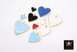 Gold Enamel Heart Charms, Pink Black Red and Baby Blue Hearts #2431, Large Hole White Heart Jewelry Charms