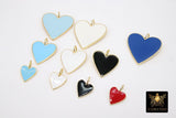 Gold Enamel Heart Charms, Pink Black Red and Baby Blue Hearts #2431, Large Hole White Heart Jewelry Charms