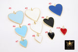 Gold Enamel Heart Charms, Pink Black Red and Baby Blue Hearts #2431, Large Hole White Heart Jewelry Charms