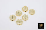 St. Benito Beads, Gold 14 mm Cross St. Benedict Round Bead #2835, Dime Size Round Medallion Medals