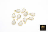 White Turquoise Teardrop Charms, Gold Plated Oval White Gemstones #2858, Sterling Silver Birthstone Pendants
