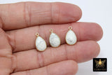 White Turquoise Teardrop Charms, Gold Plated Oval White Gemstones #2858, Sterling Silver Birthstone Pendants