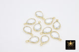Crystal Quartz Teardrop Charms, Gold Plated Faceted Clear Gemstones #2859, Sterling Silver Birthstone Pendants