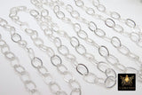 Silver Oval Chain, Gold Flat Oval Cable Chains CH #202, Unfinished 8 x 10 mm Gold Rolo Oblong Paperclip Chains
