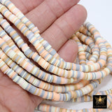 2 Strands 6 mm Clay Flat Beads, Pink Ivory Peach Gray Heishi beads in Polymer Clay Disc CB #133, Rondelle Multi Color