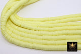 2 Strands 6 mm Clay Flat Beads, 8 mm Pastel Yellow Heishi beads in Polymer Clay Disc CB #137, Rondelle Multi Color