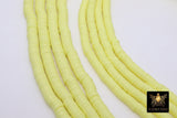 2 Strands 6 mm Clay Flat Beads, 8 mm Pastel Yellow Heishi beads in Polymer Clay Disc CB #137, Rondelle Multi Color