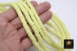 2 Strands 6 mm Clay Flat Beads, 8 mm Pastel Yellow Heishi beads in Polymer Clay Disc CB #137, Rondelle Multi Color