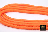 2 Strands 6 mm Clay Flat Beads, 8 mm Orange Heishi beads in Polymer Clay Disc CB #136, Pumpkin Rondelle Multi Color