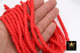 2 Strands 6 mm Clay Flat Beads, Red Heishi beads in Polymer Clay Disc CB #135, Bright Red Rondelle Multi Color
