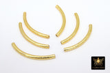 Gold Tube Spacer Beads, 10- 160 pcs Hollow Curved Brushed Gold Metal Bead #3143, 3 x 40 mm Findings