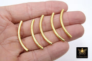 Gold Tube Spacer Beads, 10- 160 pcs Hollow Curved Brushed Gold Metal Bead #3143, 3 x 40 mm Findings