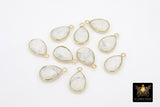 White Turquoise Teardrop Charms, Gold Plated Oval White Gemstones #2858, Sterling Silver Birthstone Pendants