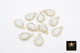 White Turquoise Teardrop Charms, Gold Plated Oval White Gemstones #2858, Sterling Silver Birthstone Pendants