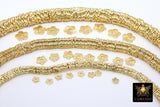 Gold Petal Spacer Beads, 20-200 pcs Round Brushed Flat Daisy Discs #2931, Flower Wavy Rondelle