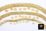 Gold Petal Spacer Beads, 20-200 pcs Round Brushed Flat Daisy Discs #2931, Flower Wavy Rondelle