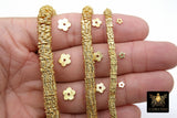 Gold Petal Spacer Beads, 20-200 pcs Round Brushed Flat Daisy Discs #2931, Flower Wavy Rondelle