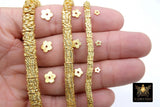 Gold Petal Spacer Beads, 20-200 pcs Round Brushed Flat Daisy Discs #2931, Flower Wavy Rondelle