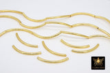Gold Tube Spacer Beads, 10- 160 pcs Hollow Curved Brushed Gold Metal Bead #3143, 3 x 40 mm Findings