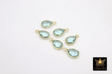 Aquamarine Teardrop Charms, Gold Plated Faceted Blue Aqua Gemstones #2844, Sterling Silver Birthstone Pendants
