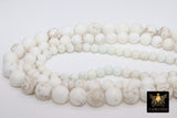 Natural Magnesite Beads, Matte Round White Beige Frost Stone Beads BS #133, sizes in 6 mm 8 m 10 mm 15.75 inch Strands