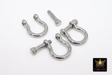 Gold Shackle Clasp, Small Black Ring Connector 19 mm Jewelry Clasps in Silver #2879, Silver Screw Clasps