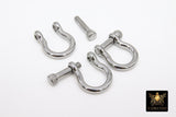 Silver Shackle Clasp, Small Ring Connector 19 mm Jewelry Clasps in Silver #2879, Silver Screw Clasps