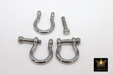 Silver Shackle Clasp, Small Ring Connector 19 mm Jewelry Clasps in Silver #2879, Silver Screw Clasps