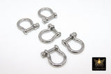 Gold Shackle Clasp, Small Black Ring Connector 19 mm Jewelry Clasps in Silver #2879, Silver Screw Clasps