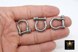 Gold Shackle Clasp, Small Black Ring Connector 19 mm Jewelry Clasps in Silver #2879, Silver Screw Clasps