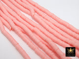 2 Strands 6 mm Clay Flat Beads, Soft Pink Heishi beads in Polymer Clay Disc CB #140, Light Pink Rondelle