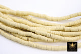 2 Strands 6 mm Pale Yellow Clay Flat Beads, Light Yellow Heishi beads in Polymer Clay Disc CB #142, Rondelle in 17.75 inch Strands