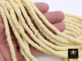 2 Strands 6 mm Pale Yellow Clay Flat Beads, Light Yellow Heishi beads in Polymer Clay Disc CB #142, Rondelle in 17.75 inch Strands