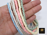 2 Strands 6 mm Clay Flat Beads, 4 mm Heishi Multi Mix Color Beads in Polymer Disc CB #143, Rondelle Checker Beads