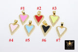 Gold Enamel CZ Heart Charms, Blue Black Pink and White Hearts #330, Small 13 mm