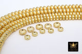 Brushed Gold Rondelle Beads, 20 Pc Round Metal Saucer Beads #2958, 6 mm 8 mm Spacers