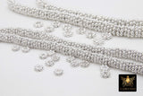Silver Petal Spacer Beads, 20-125 pcs Round Brushed Bright Silver Daisy Discs #2902, Flower Bumpy Rondelle
