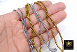 Gold Faceted Hematite Color Beads, Silver 3 x 2 mm Rondelles Beads #143, Crystal Beads BS #93