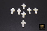 White Pearl Cross Beads, 5 Pc Mother of Pearl Shell Dainty Cross Beads # 425, 8 x 13 mm Cross Bracelet Bead